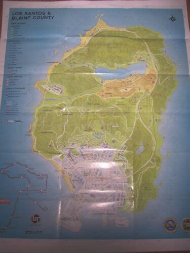 Grand Theft Auto V Gta 5 Map Los Santos Blaine County Xbox One 360 Ps4