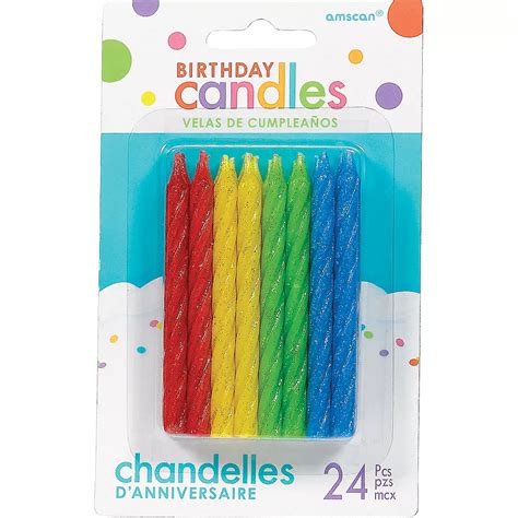 Glitter Multicolor Spiral Birthday Candles 24ct Party City