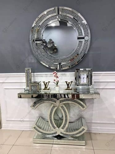 Browse through diamond mirror set with uniquely embellished frames and features to enhance your décor. CC Crushed Diamond Console Table with Wall Mirror Set ...