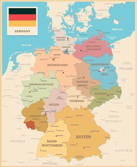 Karta över tyskland ( germany ) och fakta om tyskland. Tyskland Karta Städer