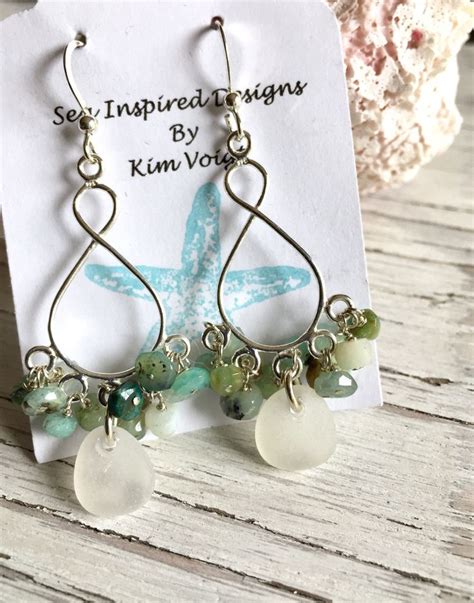 Sea Glass Chandelier Earrings Sterling Silver Bohemian Jewelry Etsy
