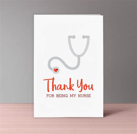 Nurse Thank You Card Set Of 4 Download And Print Nurse Etsy Card