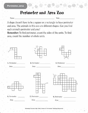 Perimeter and Area Zoo (Perimeter and Area) | Printable ...