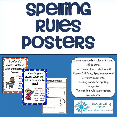 Spelling Rules Posters Plus Investigation Sheets — Resourcing Time