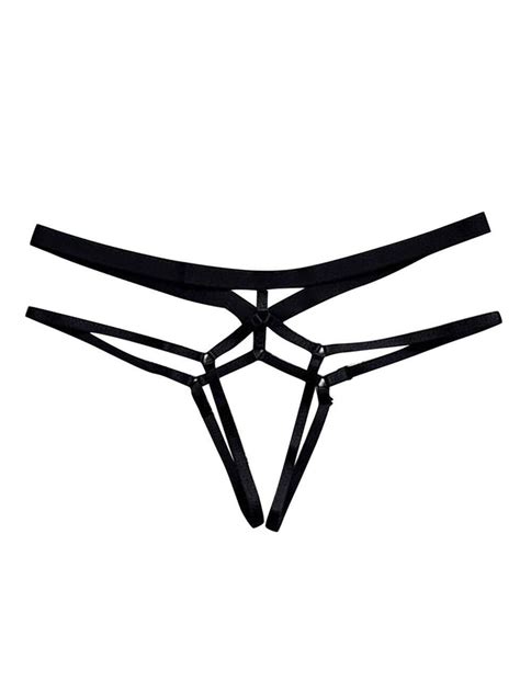 Thin Bandage Panties Sexy Open Crotch Thong Korean Low Waist Bow Mesh