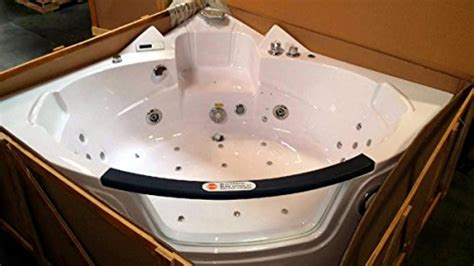 2 Person Whirlpool Massage Hydrotherapy White Corner Bathtub Tub With Bluetooth Remote Control