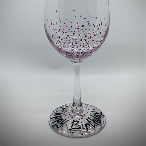 Decorated Wine Glass Etsy