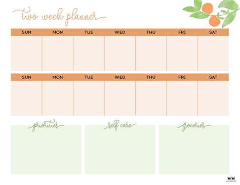 Printable Two Week Calendar Menu Planning Printable F