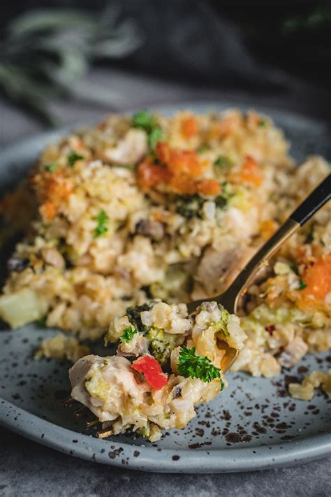 Healthy Chicken And Brown Rice Casserole With Vegetables