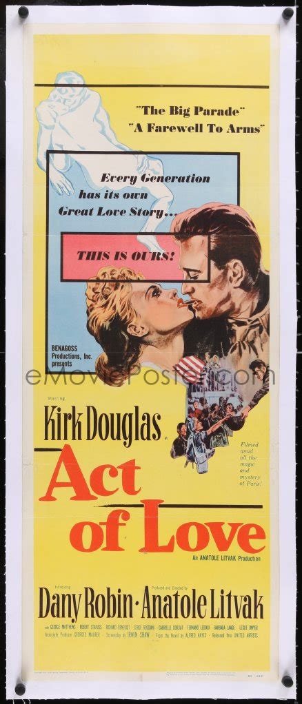 5p0923 act of love linen insert 1953 kirk douglas dany robin directed by