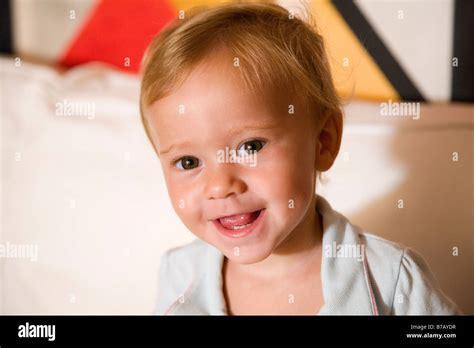 Portrait Happy Little Blond Boy Home Hi Res Stock Photography And
