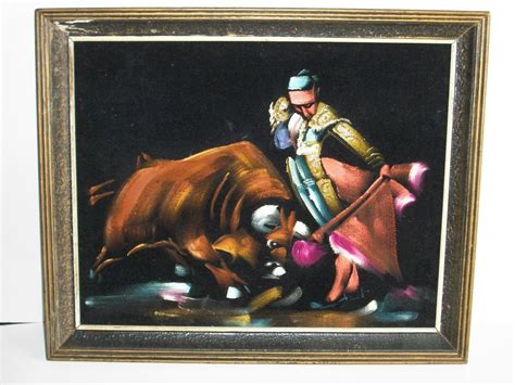 Vintage Black Velvet Painting Of Bullfighter By Iprefervintage