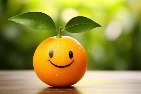 A Cute Smiling Orange With A Vibrant Peel Vitamin C Background Stock