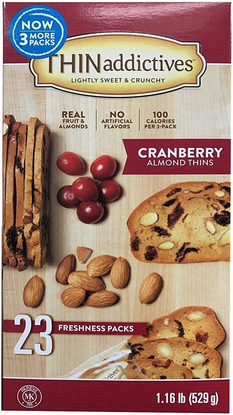 Thin Addictives Lightly Sweet And Crunchy Cranberry Almond Thins 23 Packs