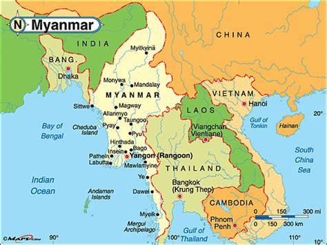 Myanmar Political Map By From Worlds Largest Map