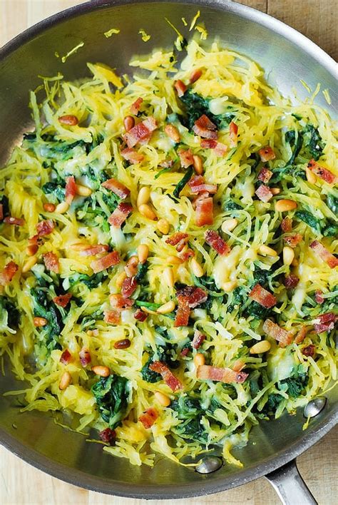 Just The Recipe Parmesan Spaghetti Squash W Spinach And Bacon