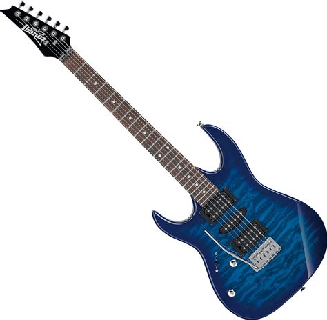 ションによ Gio Ibanez GRX70QA TBB Transparent Blue Burst エレキギター 初心者セット ミニ