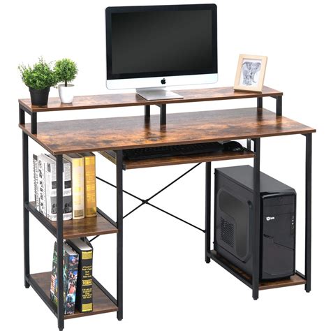 Buy Topsky Computer Desk With Storage Shelveskeyboard Traymonitor