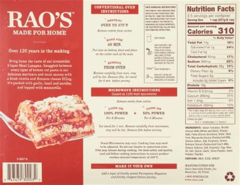 Raos Made For Home Meat Lasagna Frozen Meal 27 Oz Harris Teeter