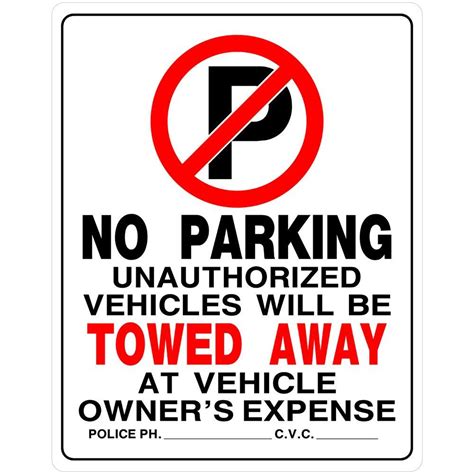 Private property no unauthorised parking 24 hour safety metal park safety sign. 15 in. x 19 in. Plastic No Parking Sign-842196 - The Home ...
