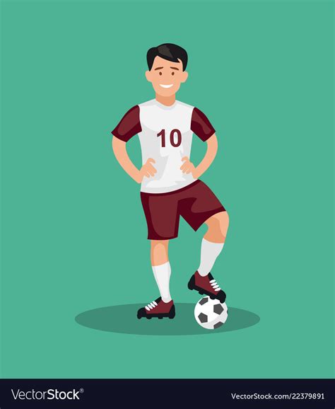 Smiling Football Player Standing With A Ball Vector Image