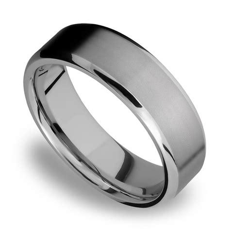 Beveled Mens Wedding Ring In Titanium 7mm