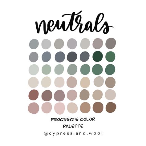 Ultimate Neutrals Color Palette Procreate Palette Procreate Swatches By Cypressandwool On