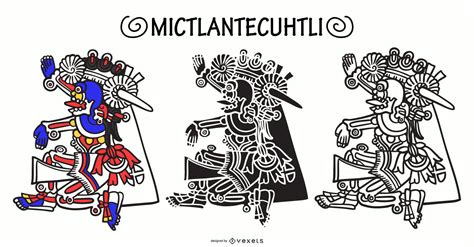 Mictlantecuhtli Aztec God Vector Set Vector Download