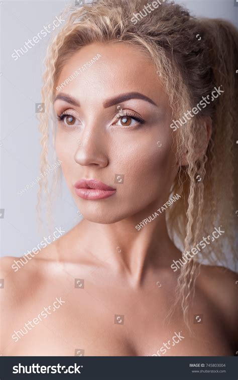 Beautiful Sexy Blonde Girl Black Body Stock Photo 745803004 Shutterstock