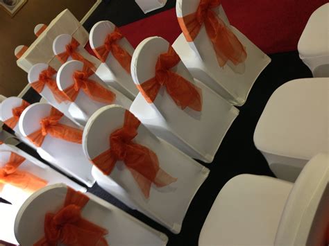 Orange chair cover are an elegant addition to your home, which blend in beautifully. Ivory lycra chair covers with burnt orange sashes x ...