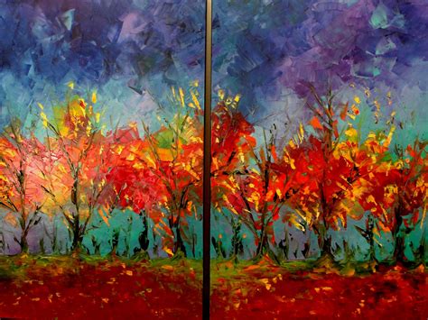 19900 Autumn Landscale Artlarge Fall Abstract Landscape Canvas Wall