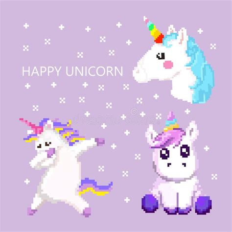 Cute Magic Pink Unicorn Pixel Art Vector Stock Vector Illustration
