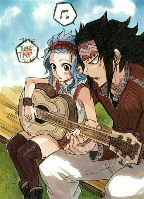 Levy Gajeel Cute Couple Text Blushing Playing Guitar Fairy Tail