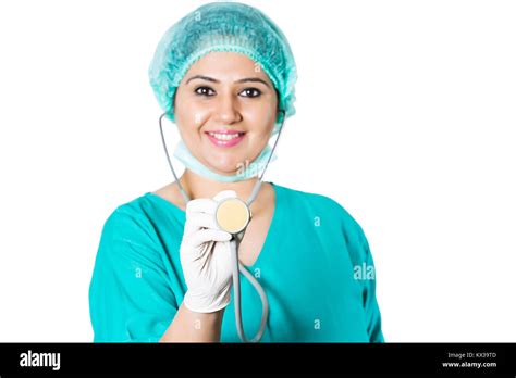 Indian Medical Surgeon Woman Doctor Showing Stethoscope Stock Photo Alamy