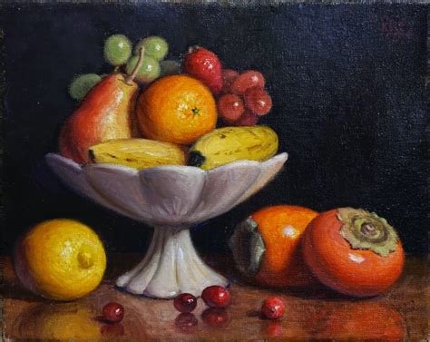 Debbies Art Space Mixed Fruit Bowl Oil On 8x10 Inch Canvas