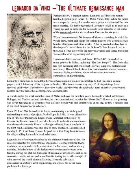 Image Result For History Coloring Page Leonardo Da Vinci Renaissance