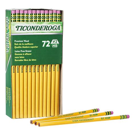 Ticonderoga Wood Cased Graphite Pencils Hb Soft With Eraser Yellow