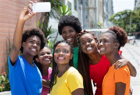 Group Of African American Woman Taking Selfie Stock Image Image Of Brazilian Phone