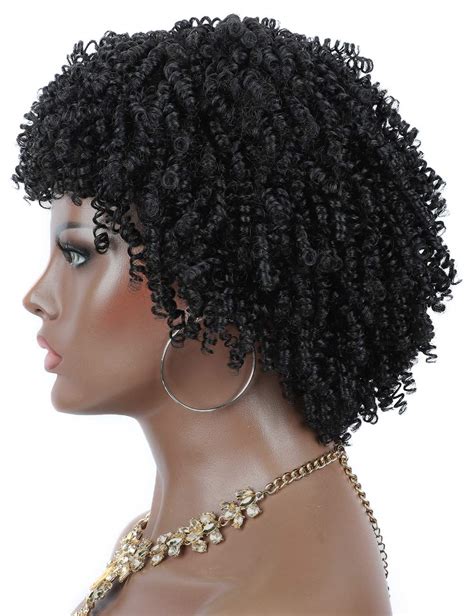 Kalyss Premium Synthetic Short Afro Kinky Curly Wigs Realistic Black