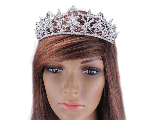 Silver Queen Crown Tiara Forehead Hair Accessories Headband Crown Tiara