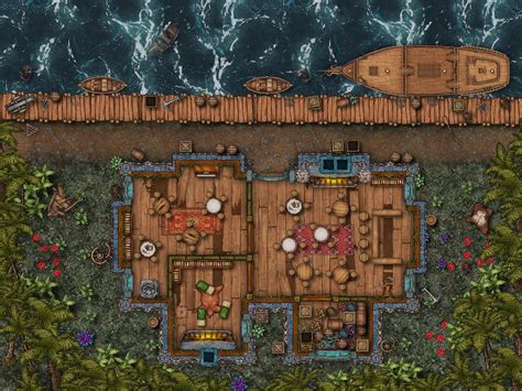 Tavern By The Docks Map I Made Using Inkarnate Battlemaps