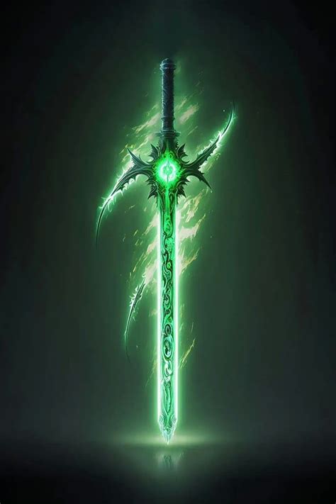 Fantasy Sword Fantasy Weapons Cybernetic Arm Rpg Map Symbolic Art Fantasy Props Dark Green