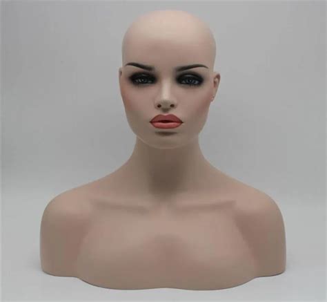 Light Skin Fiberglass Female Mannequin Head Bust For Lace Wig Jewelry