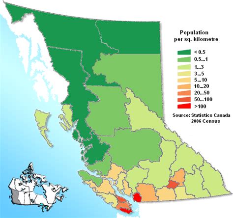 Landkarte British Columbia Karte Bevölkerungsdichte
