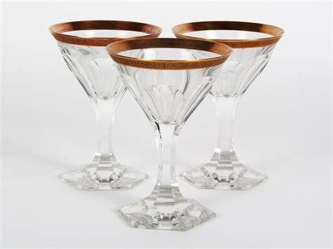 Three Gilded Crystal Moser Glasses Ib08353 Bellamysworld