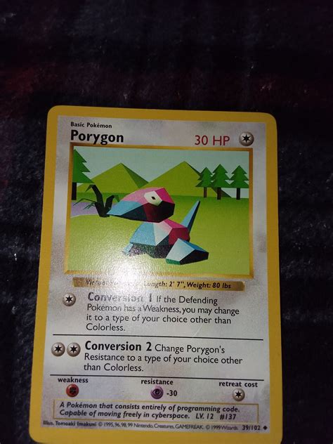 Vintage Shadowless Porygon Pokemon Card 1999 Etsy