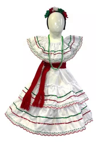 vestido tricolor mexicano fiestas patrias traje típico niña mexicano festival escolar envío gratis