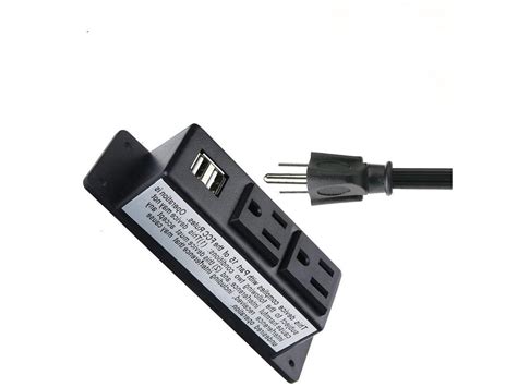 Desk Power Socket With Usb Port Recessed 2 Plugs Outlets