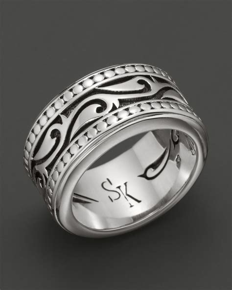 Lyst Scott Kay Mens Sterling Silver Engraved Sparta Band Ring In