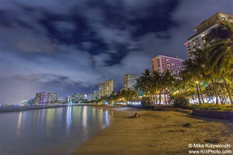 Waikiki Beach At Night In Honolulu Oahu Hawaii Photo Picture Etsy